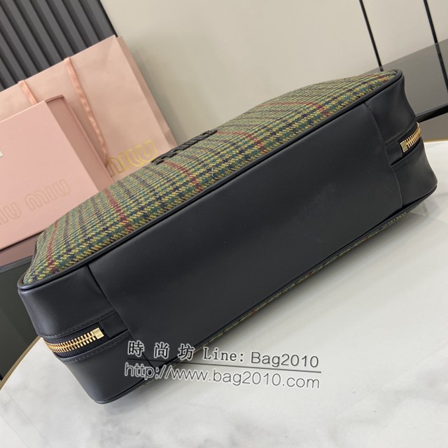 miumiu專櫃繆繆最新款原廠羊毛千鳥格公事包 jh2333型號：5bb117，5bb163